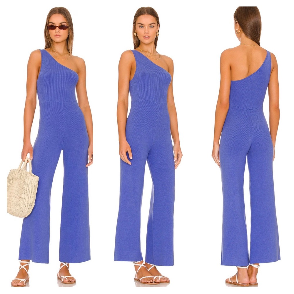 FREE PEOPLE Waverly One-Shoulder Wide Leg Jumpsuit Boho Vacation L Resort